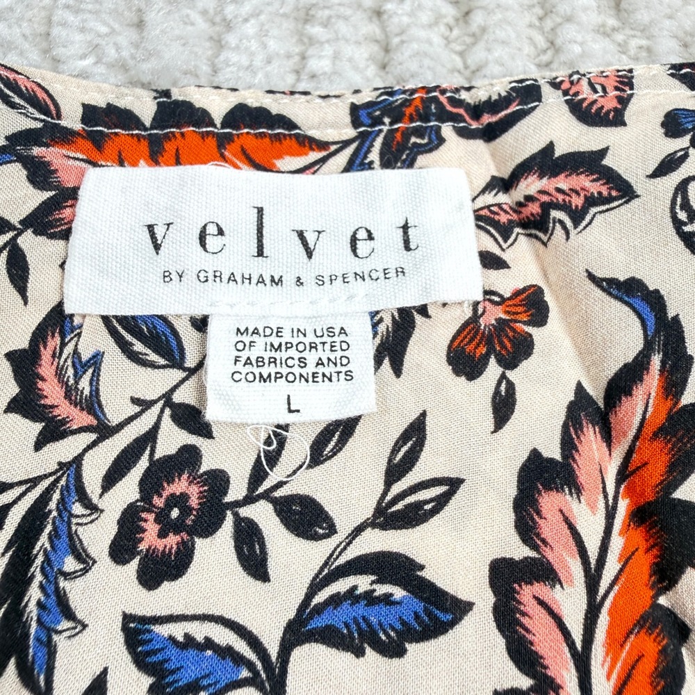 Velvet by Graham & Spencer Blouse Womens L Floral V Boho Top Cottagecore Garden - Picture 7 of 9